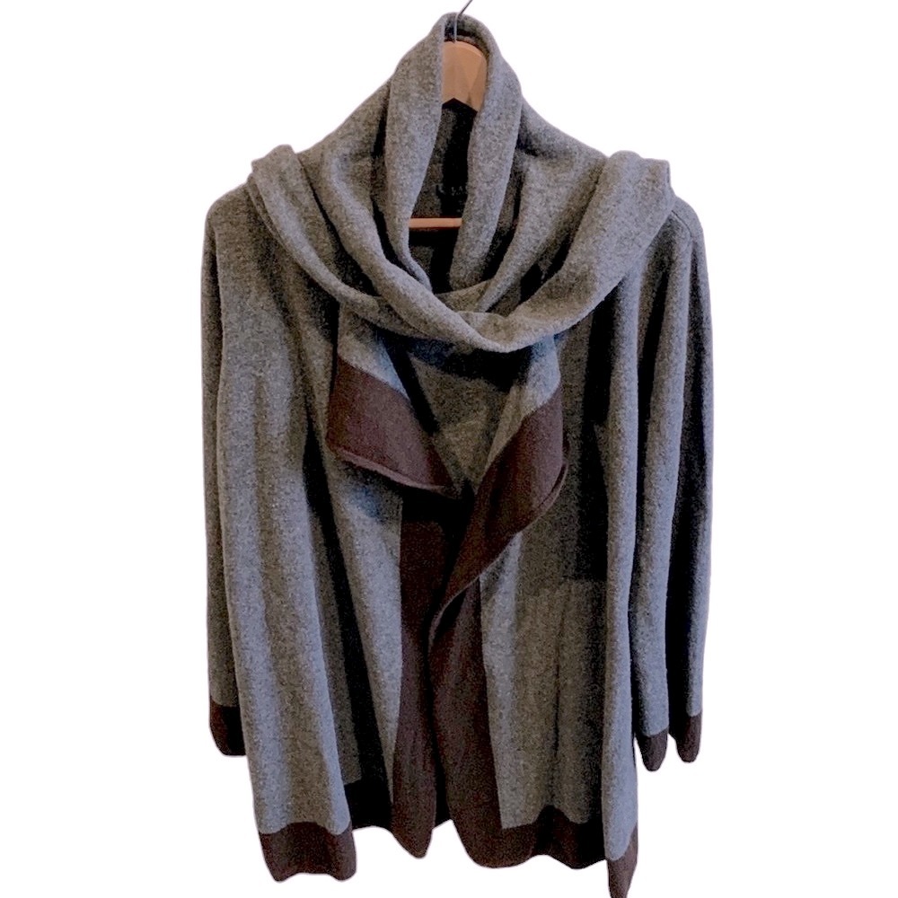 Cashmere Wool Built-in Scarf Wrap